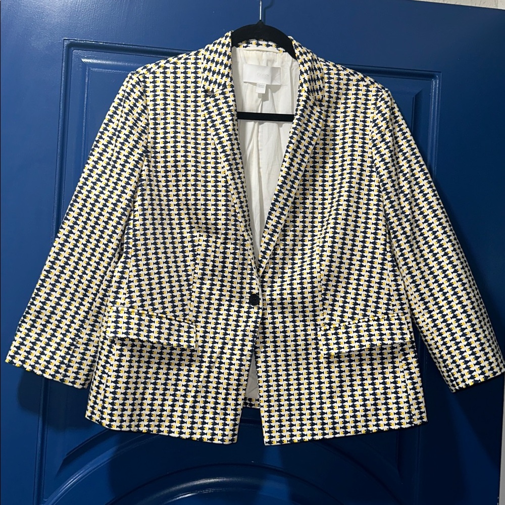 Boss Black and Cream Houndstooth Blazer